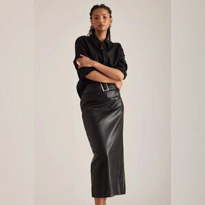Anthropologie Belted Faux-Leather Skirt Sz 4